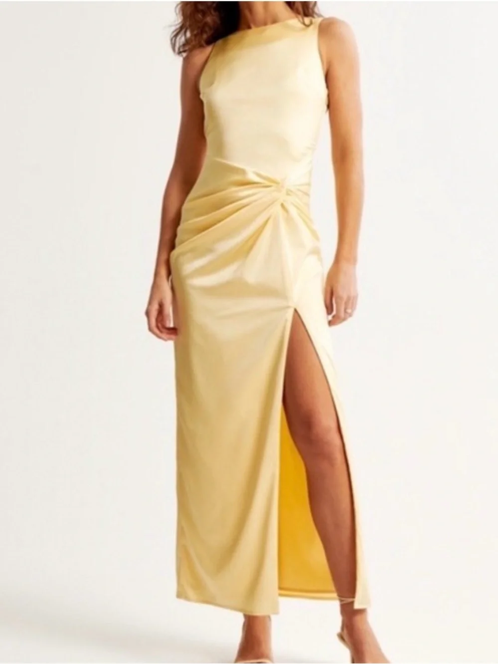 Abercrombie & Fitch Draped Skirt Maxi Dress Yellow XS Petite